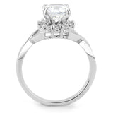 3W1575 - Rhodium Brass Ring with AAA Grade CZ  in Clear - Alamode
