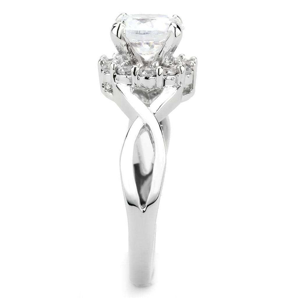 3W1575 - Rhodium Brass Ring with AAA Grade CZ in Clear - Alamode - Flyclothing LLC