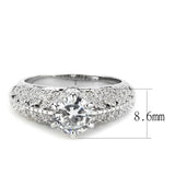 3W1576 - Rhodium Brass Ring with AAA Grade CZ  in Clear - Alamode