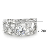 3W1577 - Rhodium Brass Ring with AAA Grade CZ  in Clear - Alamode