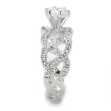 3W1577 - Rhodium Brass Ring with AAA Grade CZ in Clear - Alamode - Flyclothing LLC