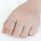 3W1578 - Rhodium Brass Ring with AAA Grade CZ in Clear - Alamode - Flyclothing LLC