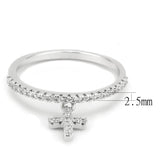 3W1578 - Rhodium Brass Ring with AAA Grade CZ  in Clear - Alamode