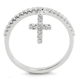 3W1578 - Rhodium Brass Ring with AAA Grade CZ in Clear - Alamode - Flyclothing LLC