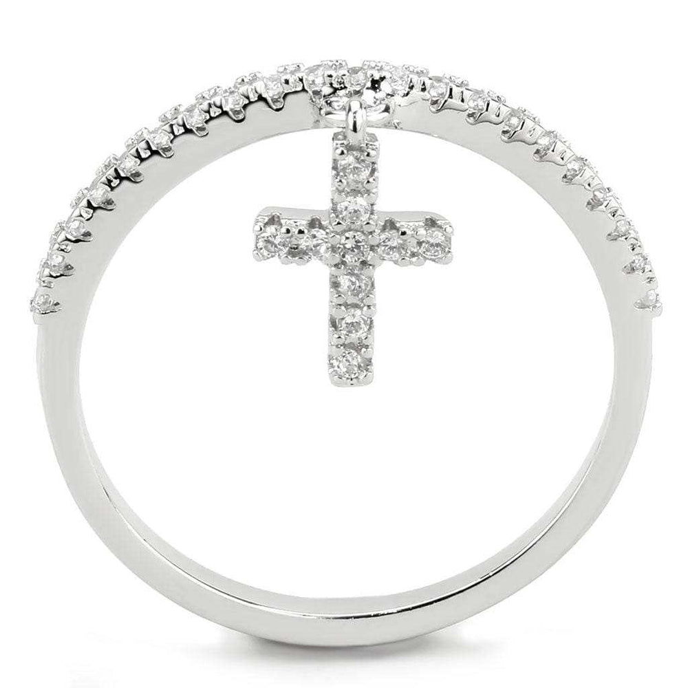 3W1578 - Rhodium Brass Ring with AAA Grade CZ in Clear - Alamode - Flyclothing LLC