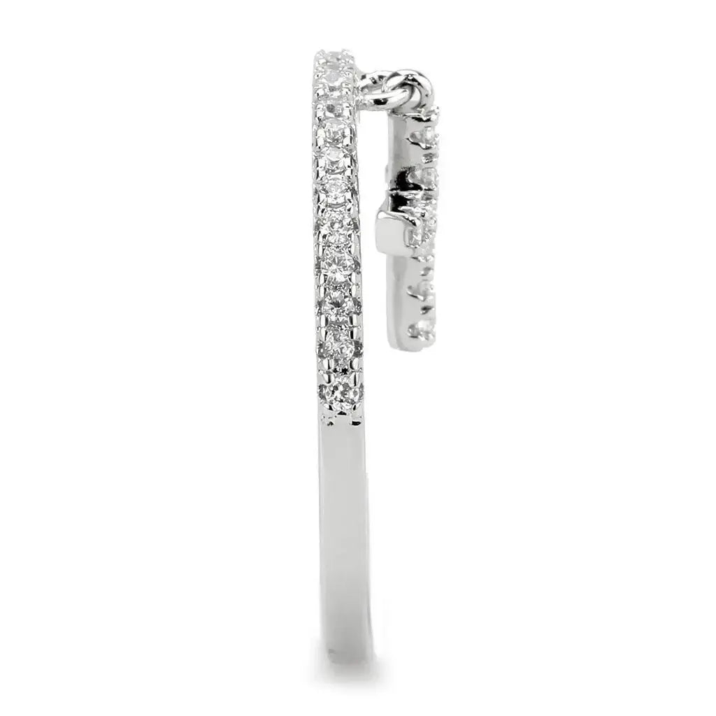 3W1578 - Rhodium Brass Ring with AAA Grade CZ in Clear - Alamode - Flyclothing LLC