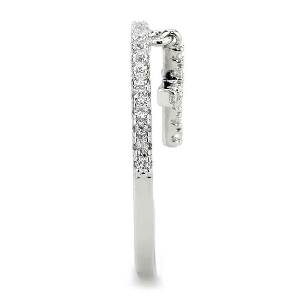 3W1578 - Rhodium Brass Ring with AAA Grade CZ in Clear - Alamode - Flyclothing LLC