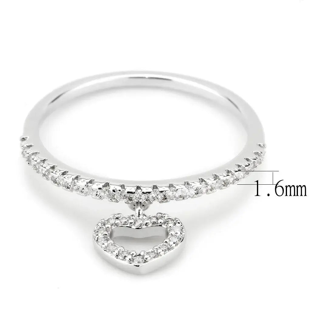 3W1579 - Rhodium Brass Ring with AAA Grade CZ in Clear - Alamode - Flyclothing LLC