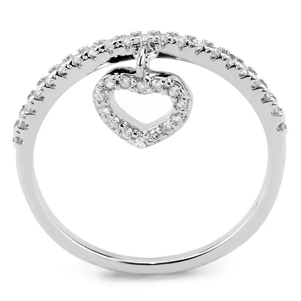 3W1579 - Rhodium Brass Ring with AAA Grade CZ in Clear - Alamode - Flyclothing LLC