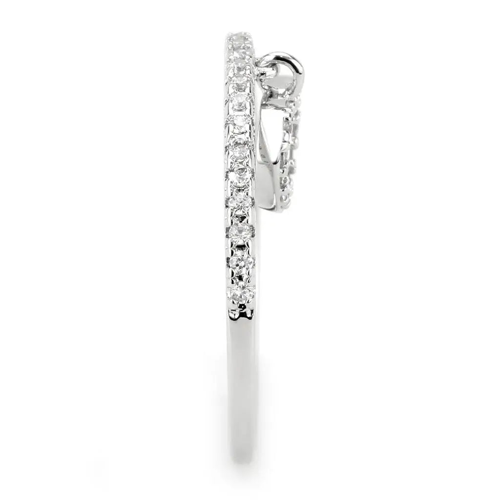 3W1579 - Rhodium Brass Ring with AAA Grade CZ in Clear - Alamode - Flyclothing LLC
