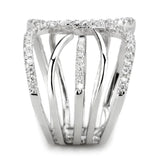 3W1580 - Rhodium Brass Ring with AAA Grade CZ  in Clear - Alamode