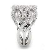 3W1581 - Rhodium Brass Ring with AAA Grade CZ in Clear - Alamode - Flyclothing LLC