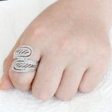 3W1582 - Rhodium Brass Ring with AAA Grade CZ  in Clear - Alamode