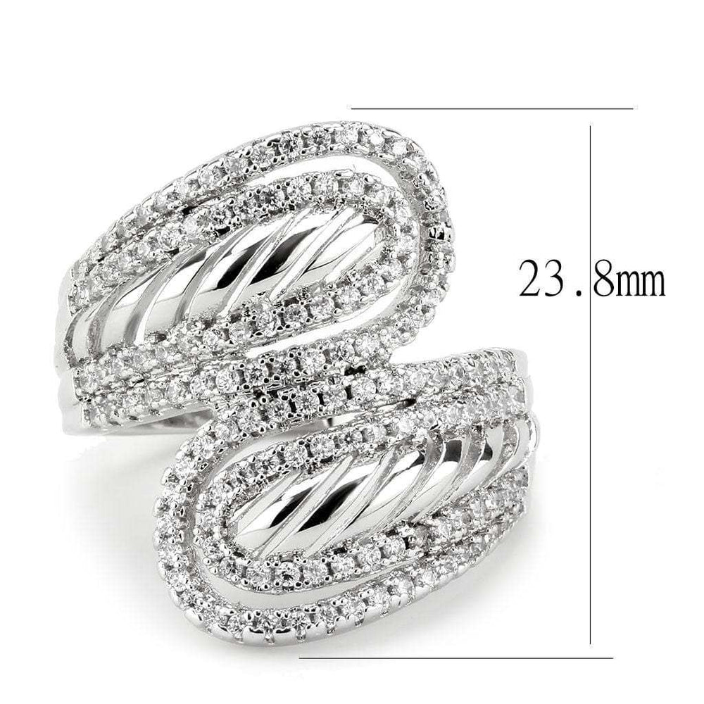 3W1582 - Rhodium Brass Ring with AAA Grade CZ in Clear - Alamode - Flyclothing LLC