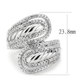 3W1582 - Rhodium Brass Ring with AAA Grade CZ  in Clear - Alamode
