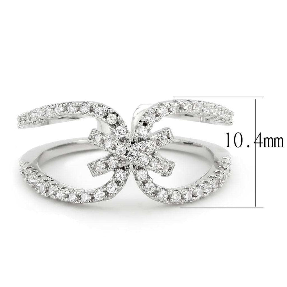 3W1583 - Rhodium Brass Ring with AAA Grade CZ in Clear - Alamode - Flyclothing LLC
