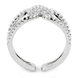 3W1583 - Rhodium Brass Ring with AAA Grade CZ  in Clear - Alamode