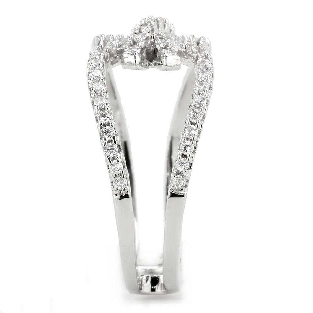 3W1583 - Rhodium Brass Ring with AAA Grade CZ in Clear - Alamode - Flyclothing LLC