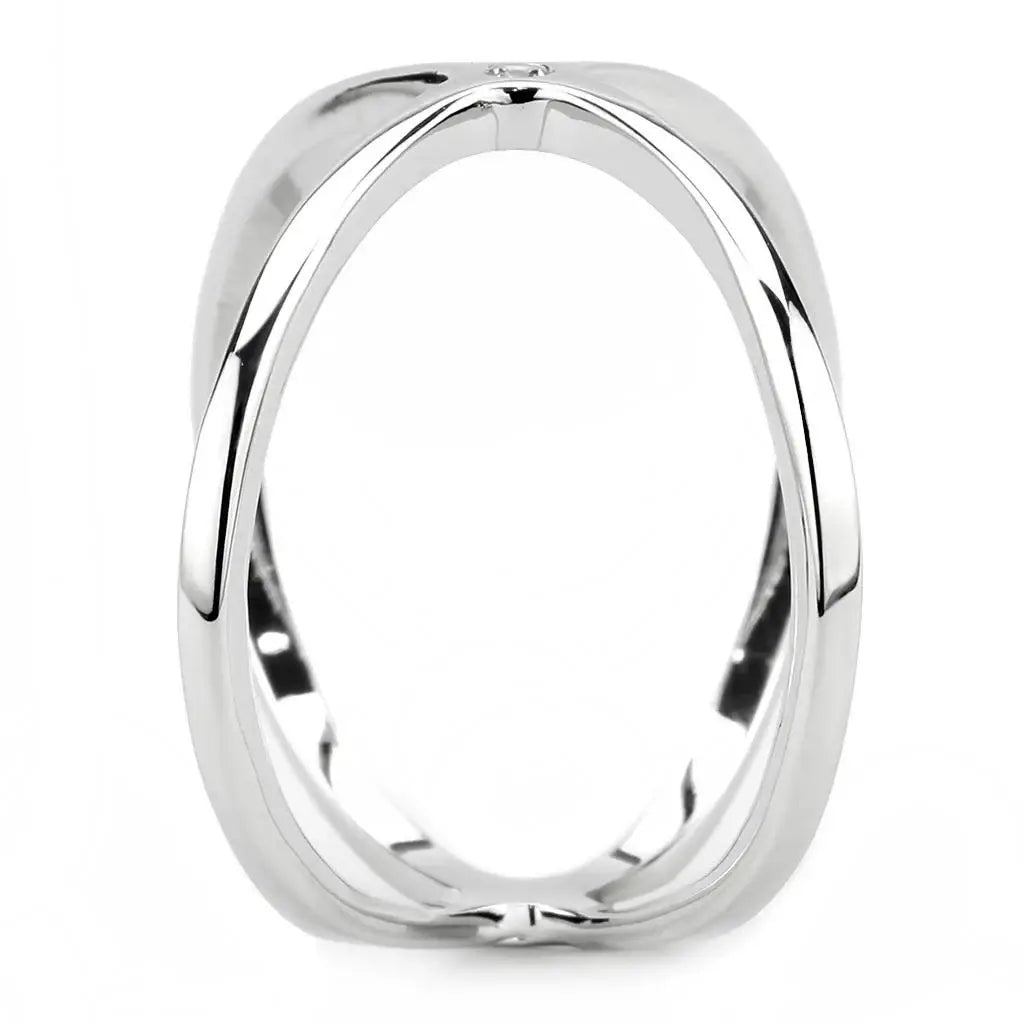3W1584 - Rhodium Brass Ring with AAA Grade CZ in Clear - Alamode - Flyclothing LLC