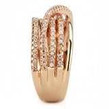 3W1586 - Rose Gold Brass Ring with AAA Grade CZ in Clear - Alamode - Flyclothing LLC
