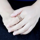 3W1586 - Rose Gold Brass Ring with AAA Grade CZ in Clear - Alamode - Flyclothing LLC