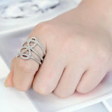 3W1587 - Rhodium Brass Ring with AAA Grade CZ in Clear - Alamode - Flyclothing LLC