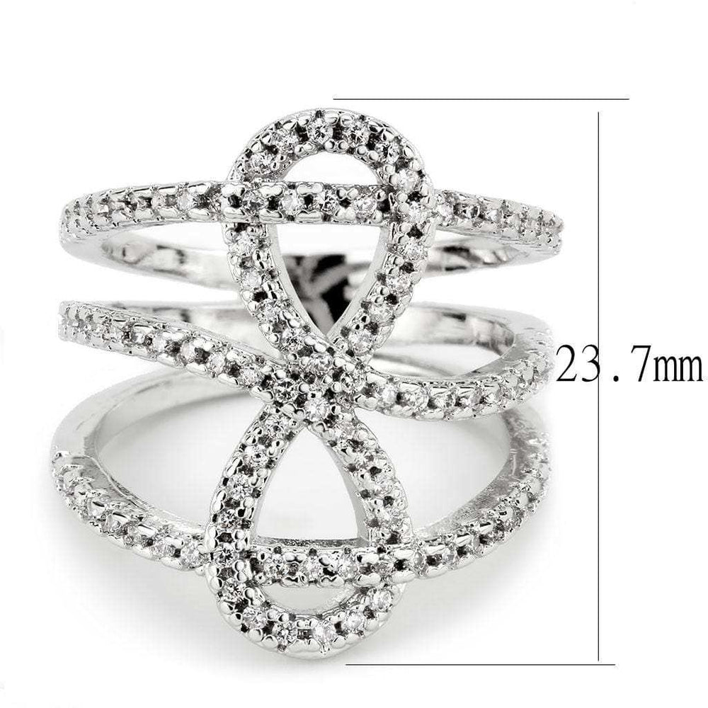 3W1587 - Rhodium Brass Ring with AAA Grade CZ in Clear - Alamode - Flyclothing LLC