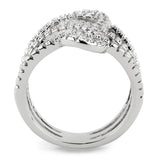 3W1587 - Rhodium Brass Ring with AAA Grade CZ  in Clear - Alamode