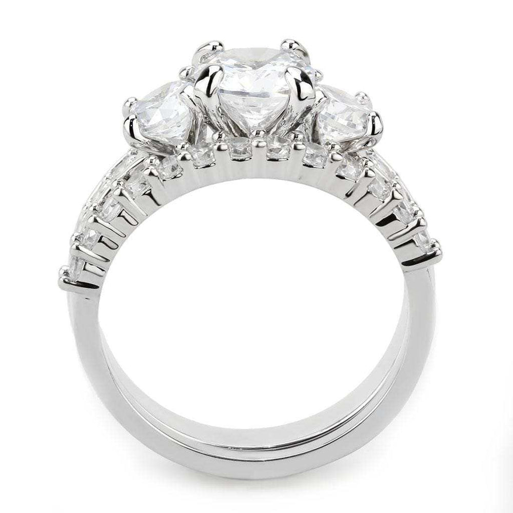 3W1588 - Rhodium Brass Ring with AAA Grade CZ in Clear - Alamode - Flyclothing LLC