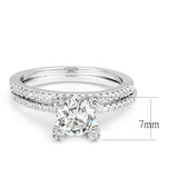 3W1589 - Rhodium Brass Ring with AAA Grade CZ  in Clear - Alamode