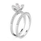 3W1589 - Rhodium Brass Ring with AAA Grade CZ  in Clear - Alamode