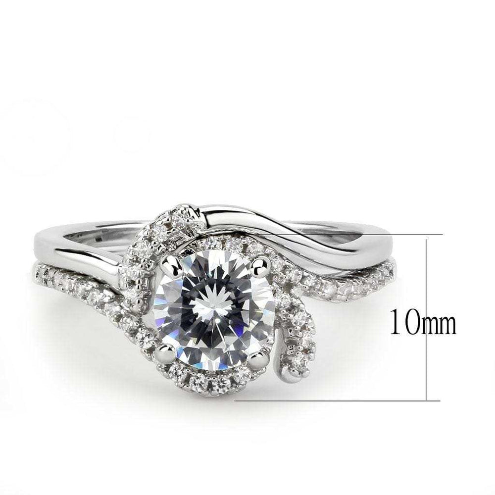 3W1591 - Rhodium Brass Ring with AAA Grade CZ in Clear - Alamode - Flyclothing LLC