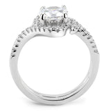3W1591 - Rhodium Brass Ring with AAA Grade CZ  in Clear - Alamode