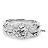 3W1592 - Rhodium Brass Ring with AAA Grade CZ  in Clear - Alamode
