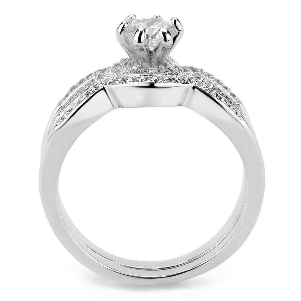 3W1592 - Rhodium Brass Ring with AAA Grade CZ in Clear - Alamode - Flyclothing LLC