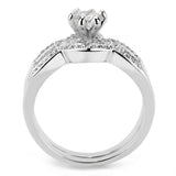 3W1592 - Rhodium Brass Ring with AAA Grade CZ  in Clear - Alamode