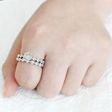 3W1593 - Rhodium Brass Ring with AAA Grade CZ in Clear - Alamode - Flyclothing LLC