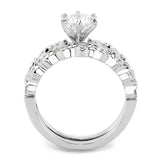 3W1593 - Rhodium Brass Ring with AAA Grade CZ in Clear - Alamode - Flyclothing LLC