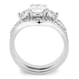 3W1594 - Rhodium Brass Ring with AAA Grade CZ  in Clear - Alamode