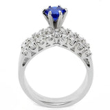 3W1596 - Rhodium Brass Ring with AAA Grade CZ in London Blue - Alamode - Flyclothing LLC