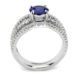 3W1597 - Rhodium Brass Ring with AAA Grade CZ  in London Blue - Alamode