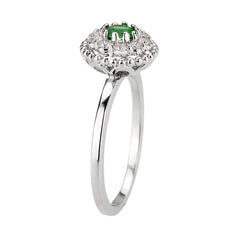 3W1604 - Rhodium Brass Ring with Synthetic in Emerald