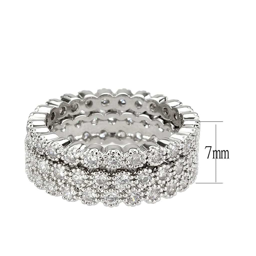 3W1605 - Rhodium Brass Ring with AAA Grade CZ in Clear - Alamode - Flyclothing LLC
