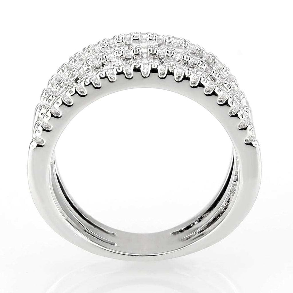 3W1606 - Rhodium Brass Ring with AAA Grade CZ in Clear - Alamode - Flyclothing LLC