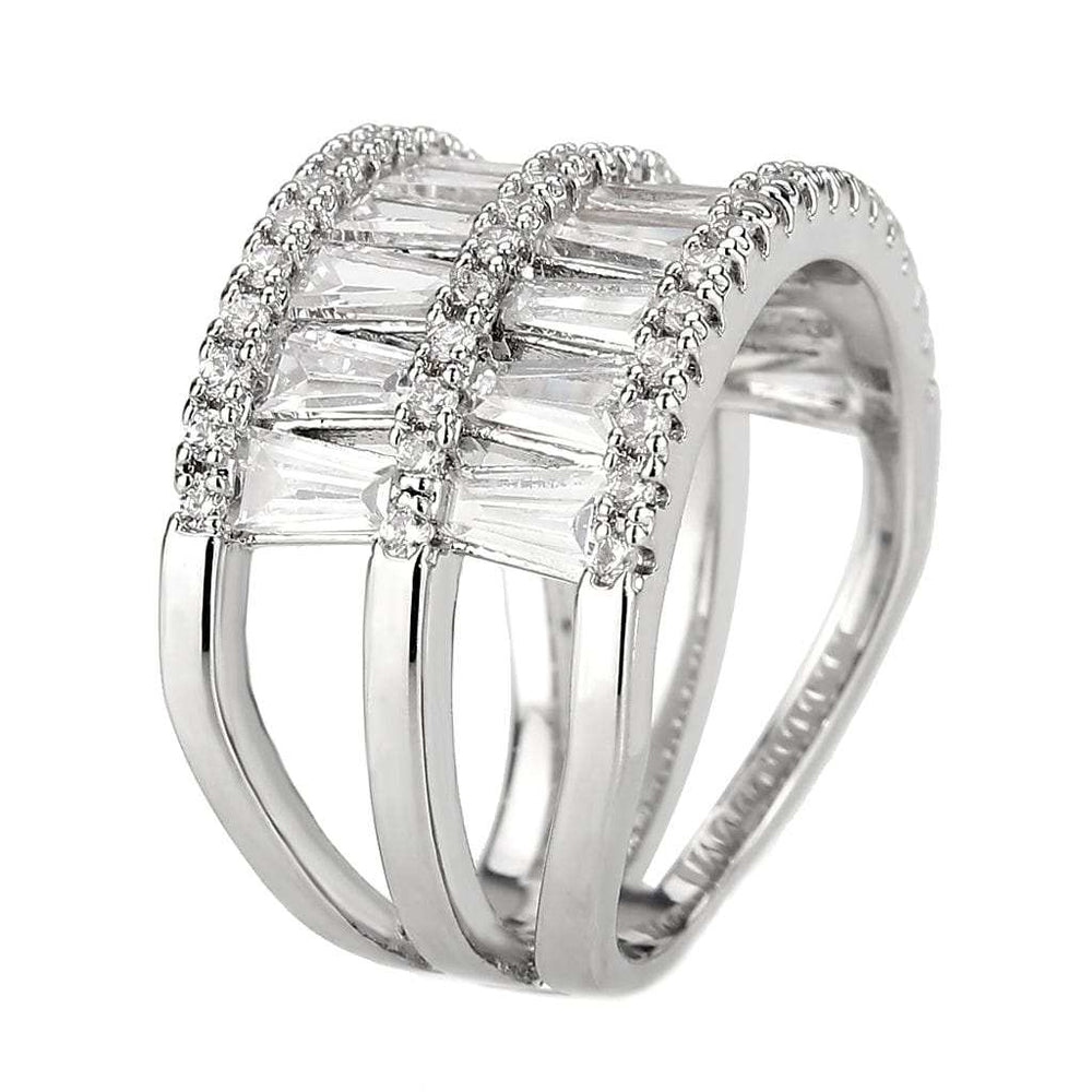 3W1606 - Rhodium Brass Ring with AAA Grade CZ in Clear - Alamode - Flyclothing LLC