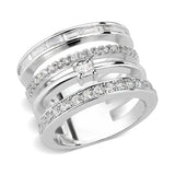 3W1607 - Rhodium Brass Ring with AAA Grade CZ in Clear - Alamode - Flyclothing LLC