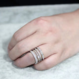 3W1607 - Rhodium Brass Ring with AAA Grade CZ in Clear - Alamode - Flyclothing LLC