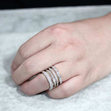 3W1607 - Rhodium Brass Ring with AAA Grade CZ in Clear - Alamode - Flyclothing LLC