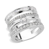 3W1607 - Rhodium Brass Ring with AAA Grade CZ in Clear