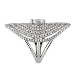 3W1608 - Rhodium Brass Ring with AAA Grade CZ in Clear - Alamode
